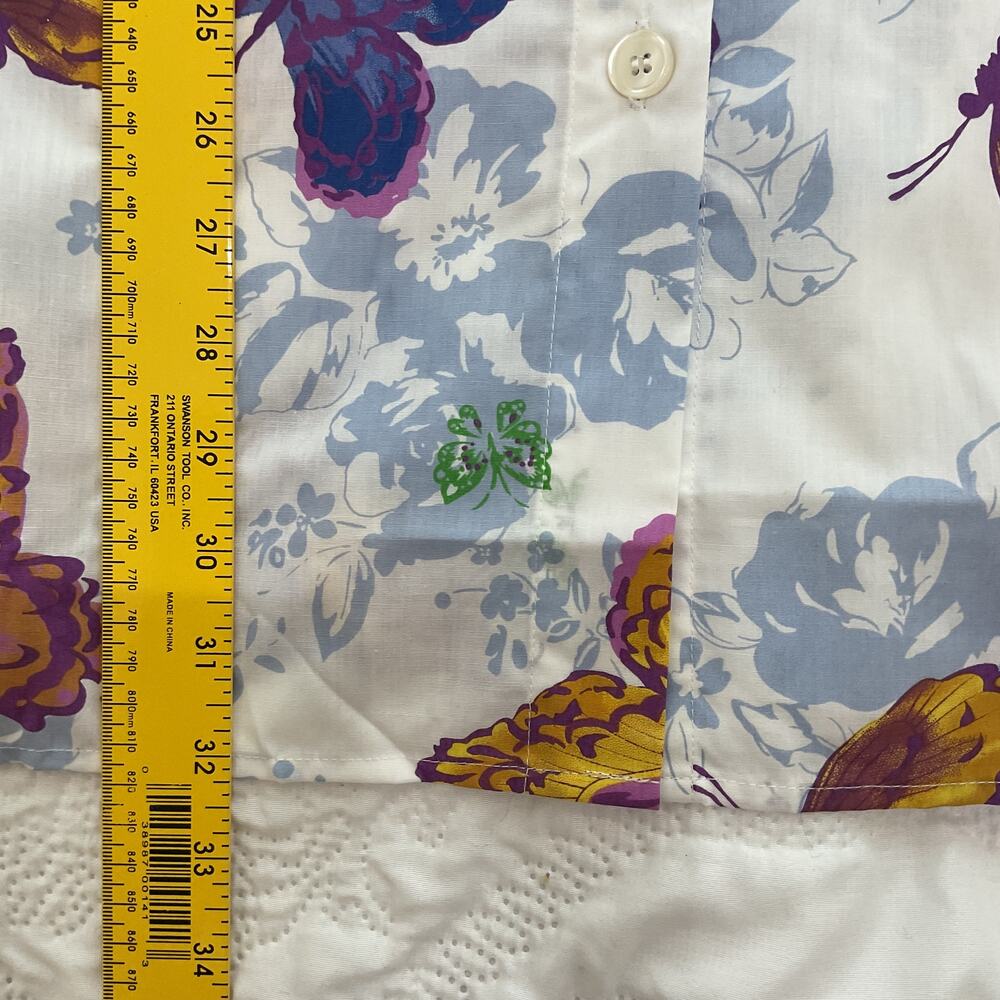 MainStreet Blue Womens Plus Size 2X Collared Button Up Butterfly Dress Shirt - Picture 7 of 9